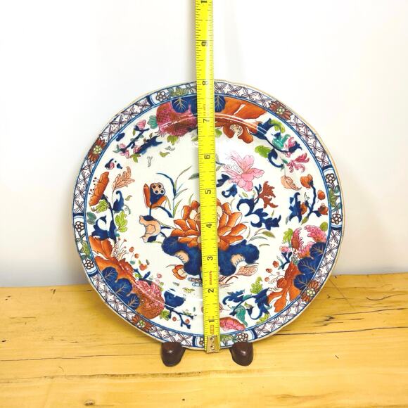 Antique 1813-1820 Masons Ironstone 8" Plate Water Lily Pattern, Signed 4/4 - 8" - Picture 5 of 5